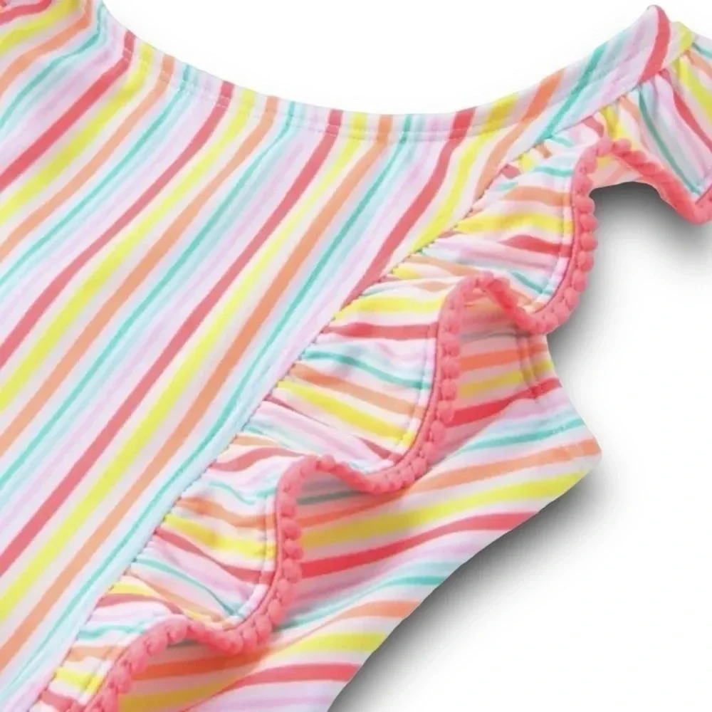 Cat & Jack | Striped Ruffled One Piece Swimsuit (M) 🌈 - Picture 2 of 4